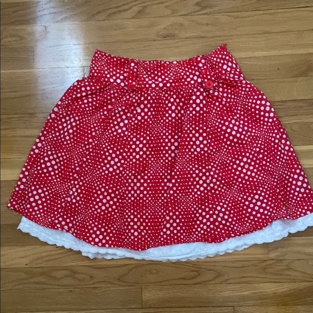Vibrant Red Polka Dot A-Line Skirt
